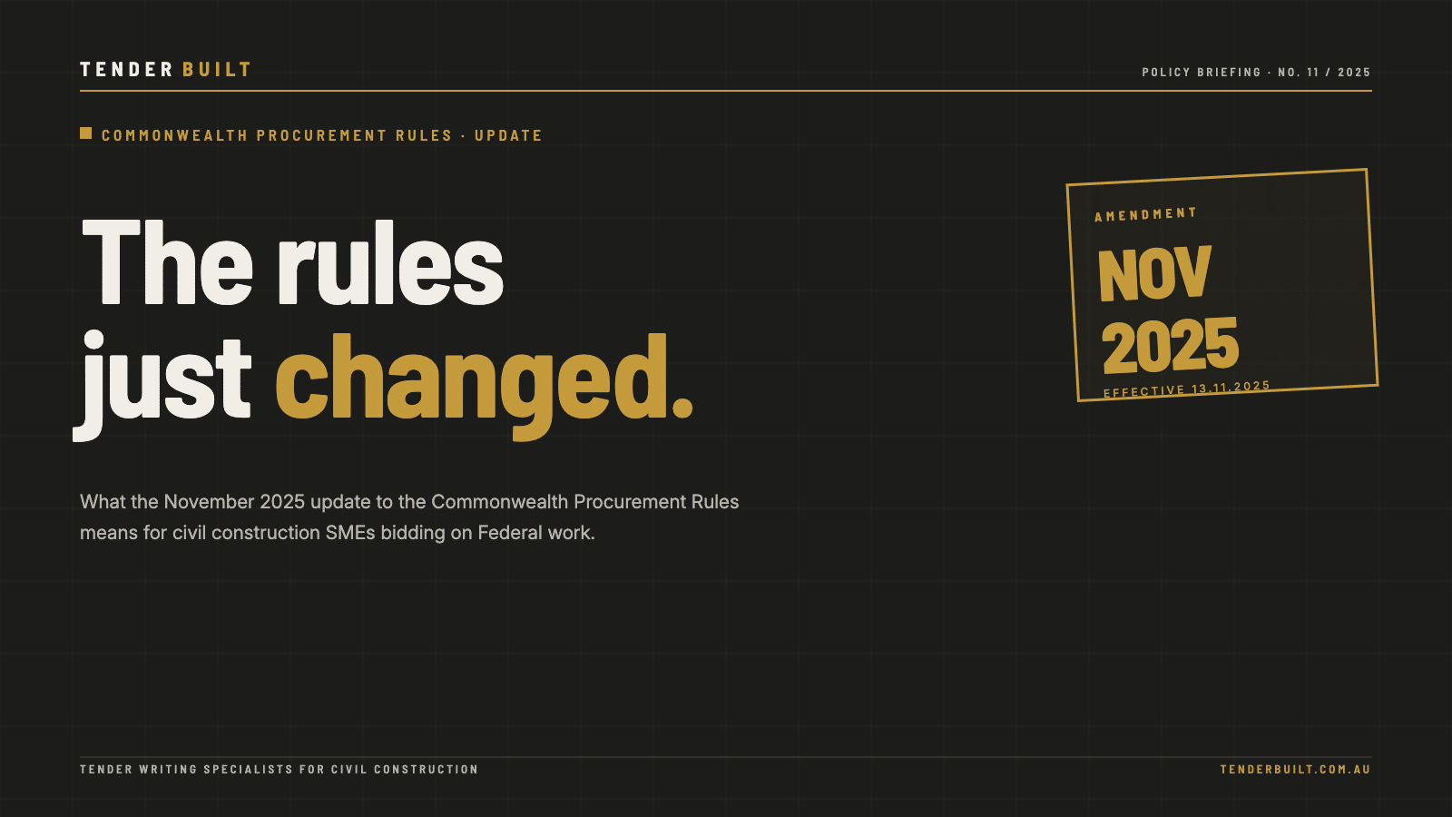 The Commonwealth Procurement Rules Just Changed: What the November 2025 Update Means for Civil Construction SMEs
